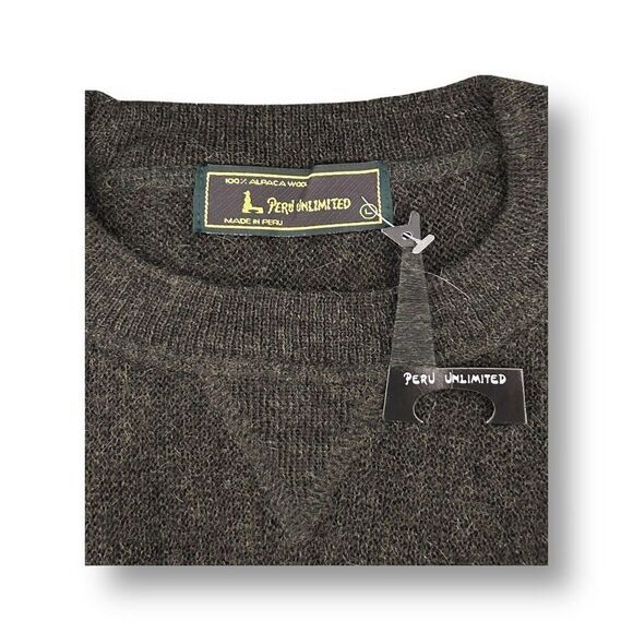 Peru Unlimited L Alpaca Wool Sweater Olive Green Crew Neck Pullover Knit NWT - Picture 4 of 7